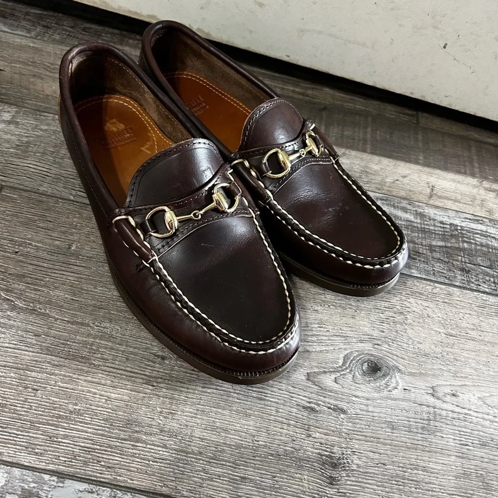 Oakstreet Bootmaker handcrafted in USA Classic Brown Leather Bit Loafers